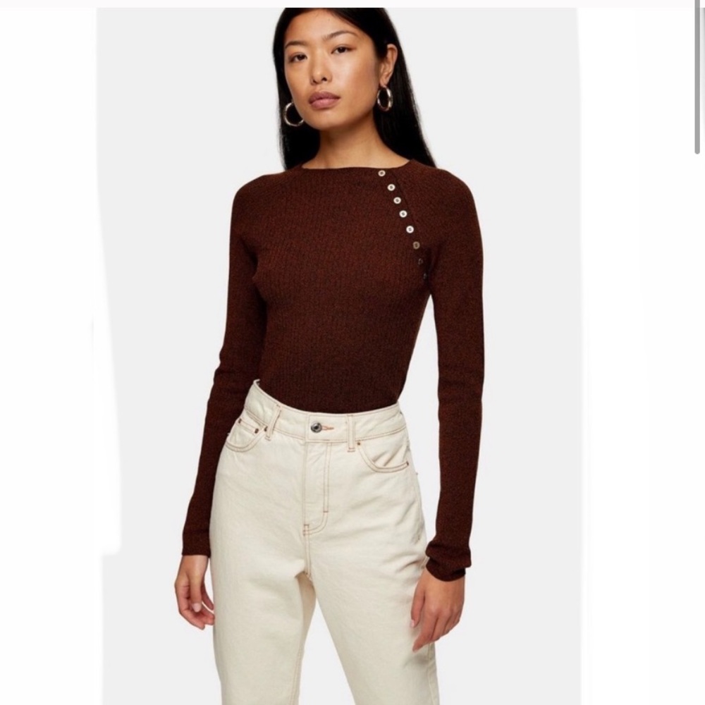 Button Placket Knitted Top - image 1